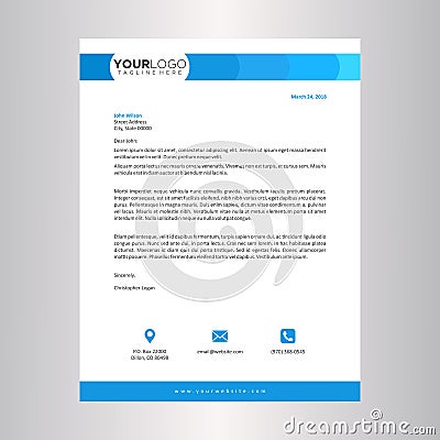 Blue letterhead design template Vector Illustration