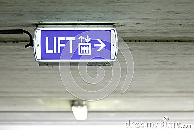 Blue lift elevator sign Stock Photo