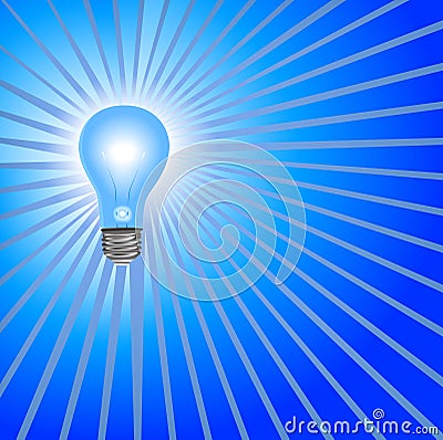 Blue Light Bulb Background Rays Royalty Free Stock Photo 