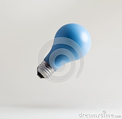 Blue light bulbs floating Stock Photo