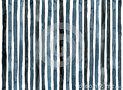 Blue light and dark indigo watercolor stripes Stock Photo