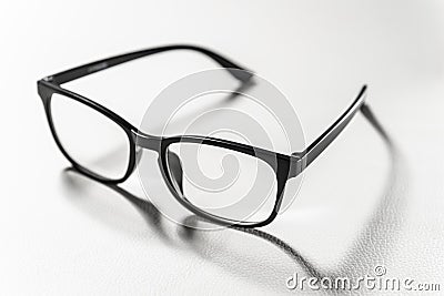 Blue light glasses spectacles specs clear black optical clean white Stock Photo