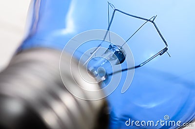 Blue light tungsten bulb. Stock Photo