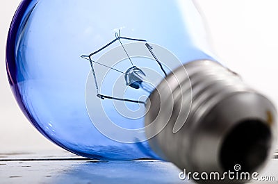 Blue light tungsten bulb. Stock Photo