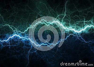 Blue lightning bolt, plasma power and energy Stock Photo