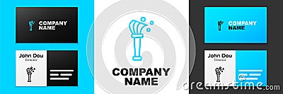 Blue line Aspergillum icon isolated on white background. Logo design template element. Vector Vector Illustration