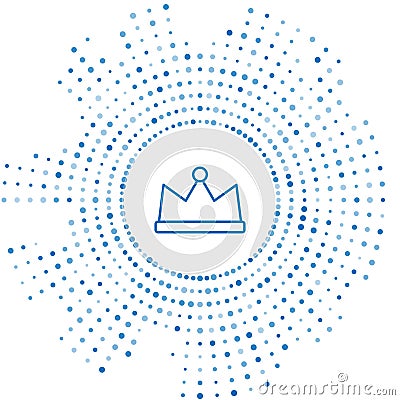 Blue line Crown icon isolated on white background. Abstract circle random dots. Vector Vector Illustration