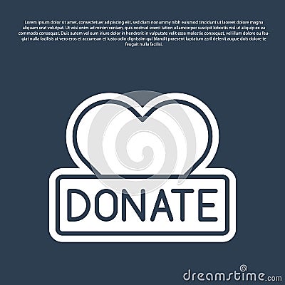 Blue line Donation and charity icon isolated on blue background. Donate money and charity concept. Vector Vector Illustration