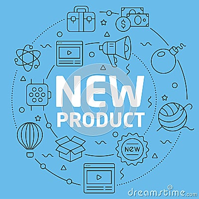 Blue Line Flat Circle illustration new product Vector Illustration