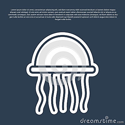 Blue line Jellyfish icon isolated on blue background. Vector. Stock Photo