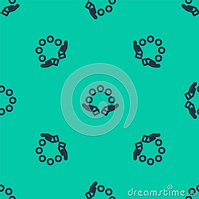 Blue line Juggling ball icon isolated seamless pattern on green background. Vector Vector Illustration
