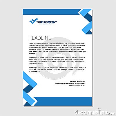 Blue line letterhead premium vector Vector Illustration