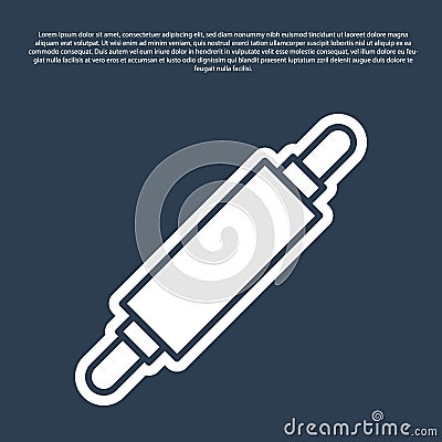 Blue line Rolling pin icon isolated on blue background. Vector Vector Illustration