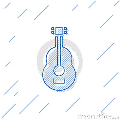 Blue line Spanish guitar icon isolated on white background. Acoustic guitar. String musical instrument. Vector Vector Illustration