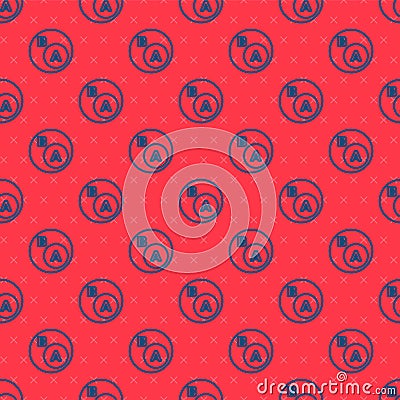 Blue line Subsets, mathematics, a is subset of b icon isolated seamless pattern on red background. Vector Vector Illustration
