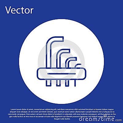 Blue line Tool allen keys icon isolated on blue background. White circle button. Vector Vector Illustration