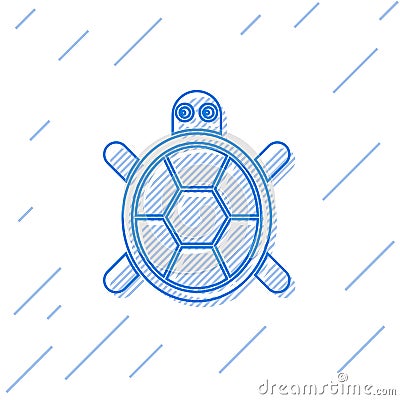 Blue line Turtle icon isolated on white background. Vector. Vector Illustration