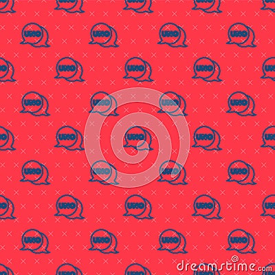 Blue line Uno card game icon isolated seamless pattern on red background. Vector Vector Illustration
