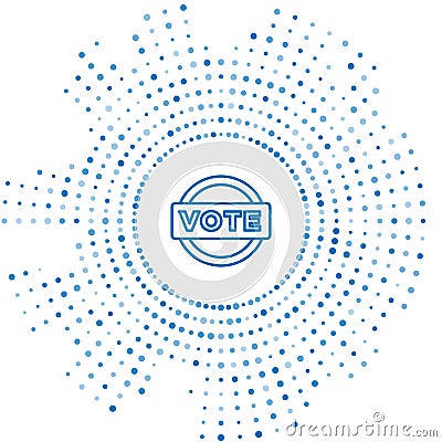 Blue line Vote icon isolated on white background. Abstract circle random dots. Vector Vector Illustration