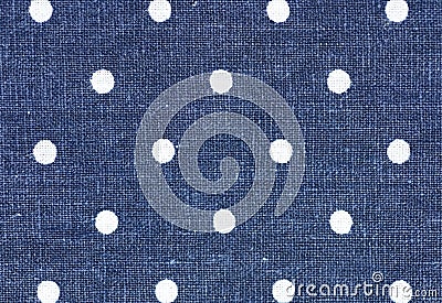 Blue linen fabric polkadot pattern background or texture Stock Photo