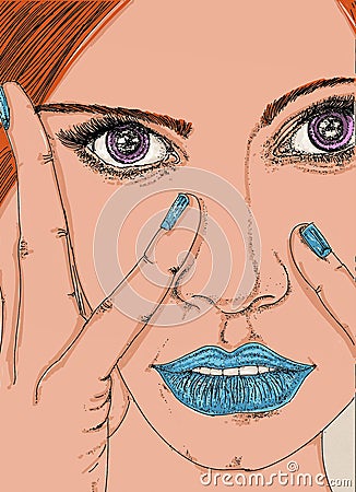 Blue lipstick Stock Photo