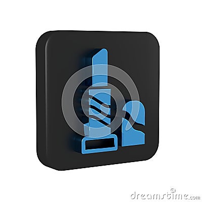 Blue Lipstick icon isolated on transparent background. 8 March. International Happy Women Day. Black square button. Stock Photo