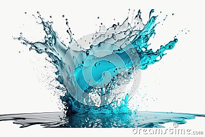 Blue Liquid Spatter on Isolated White Background Stock Photo
