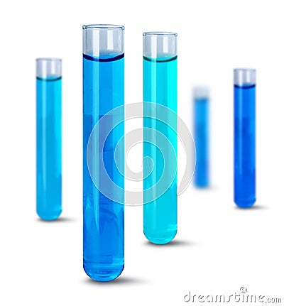 Blue liquid test tubes Stock Photo