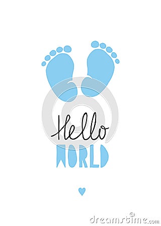 Blue Little Baby Feet Vector Illustration. Vector Illustration