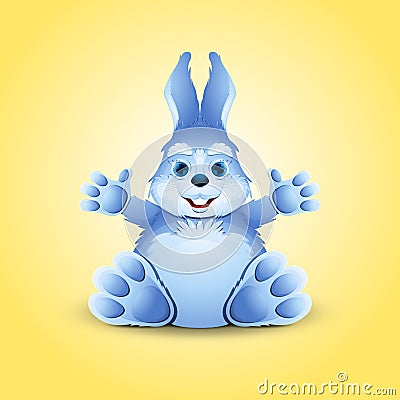 Blue little funny bunny Vector Illustration