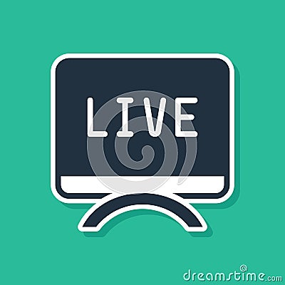 Blue Live report icon isolated on green background. Live news, hot news. Vector Stock Photo