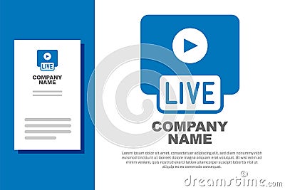 Blue Live streaming online videogame play icon isolated on white background. Logo design template element. Vector Stock Photo