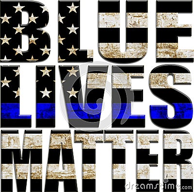 Blue Lives Matter with Flag text Stock Photo