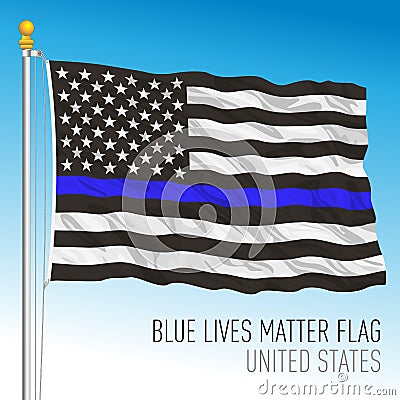 Blue Lives Matter movement flag Vector Illustration