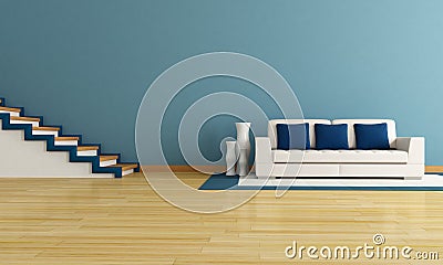 Blue living room Stock Photo