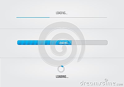 Blue loading bars and spiner with Vector Illustration
