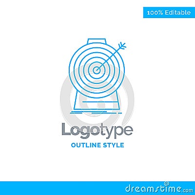 Blue Logo design for Aim, focus, goal, target, targeting. Busine Vector Illustration