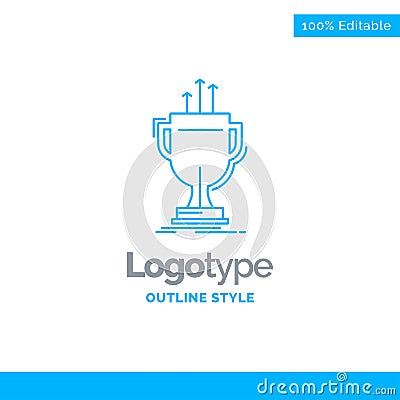 Blue Logo design for award, competitive, cup, edge, prize. Busin Vector Illustration