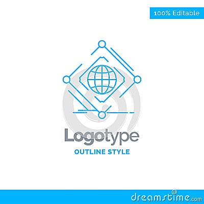 Blue Logo design for Complex, global, internet, net, web. Busine Vector Illustration