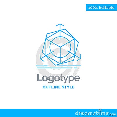 Blue Logo design for 3d, change, correction, modification, objec Vector Illustration