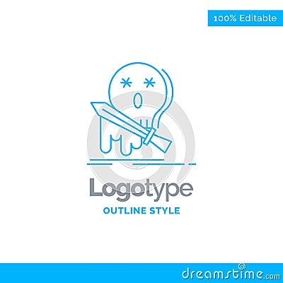 Blue Logo design for Death, frag, game, kill, sword. Business Co Vector Illustration