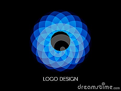 Blue logo design template. Color circular shape. Modern abstract circle symbol. Blue geometric element. Vector Vector Illustration