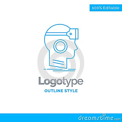 Blue Logo design for VR, googles, headset, reality, virtual. Bus Vector Illustration