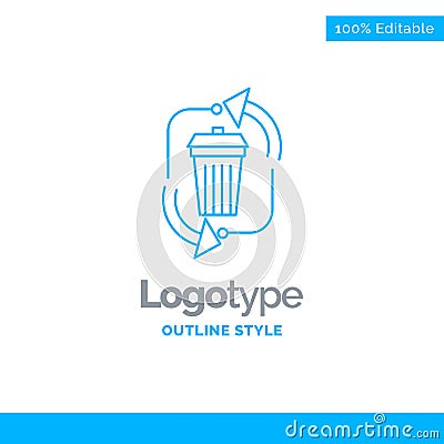 Blue Logo design for waste, disposal, garbage, management, recyc Vector Illustration