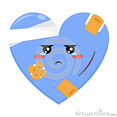 Blue Love Character with Bad Condition Vector Illustration