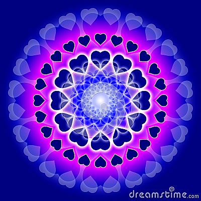 Blue Love Mandala - Circle of hearts Stock Photo