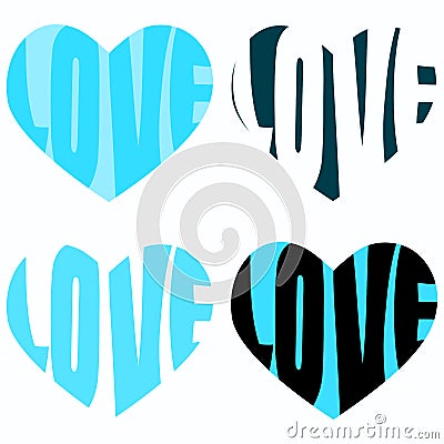 Blue Love word Inside Heart Stock Photo