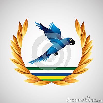 Blue macaw brazil olympic games emblem Vector Illustration