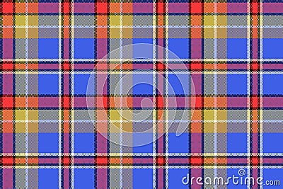 Blue madras check plaid pixeled seamless texture Vector Illustration