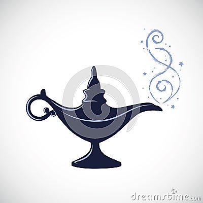 Blue magic aladdin miracle lamp Vector Illustration